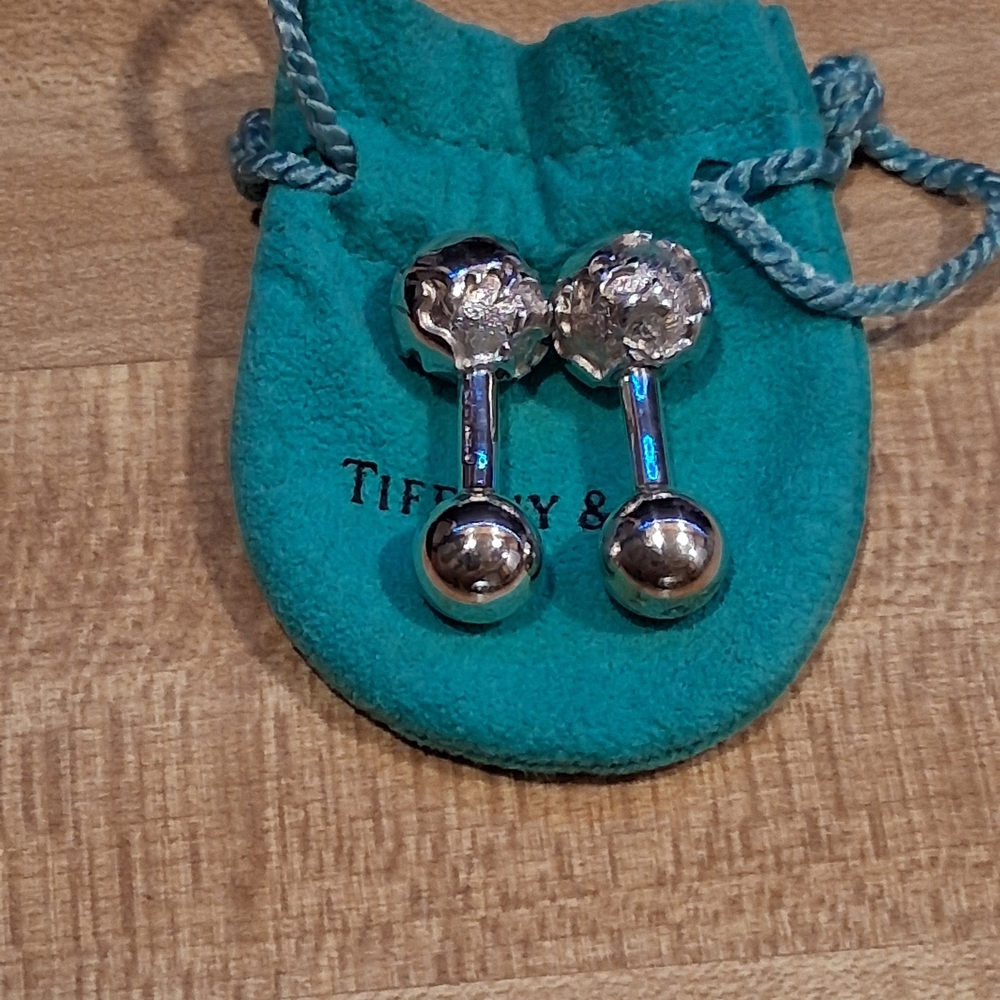 Tiffany & Co Sterling Silver Globe Cufflinks 925 World Map With Box & Pouch - Picture 5 of 9